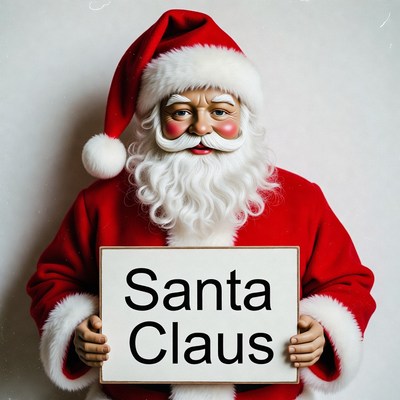 Santa Claus holding sign