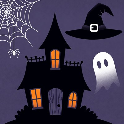 Halloween Haunted House Illustration