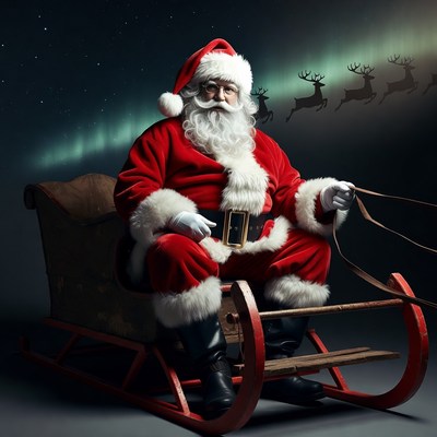 Santa Claus sitting in sleigh