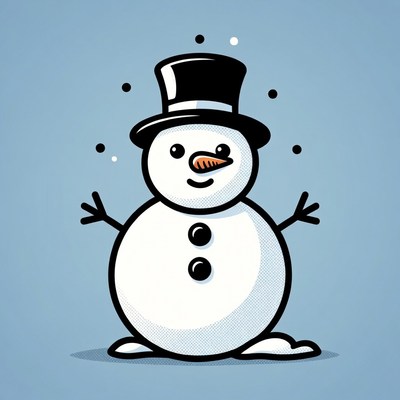 Cartoon Snowman with Top Hat