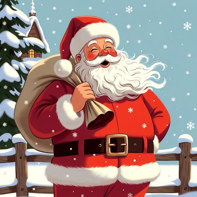 Smiling Santa Claus with sack