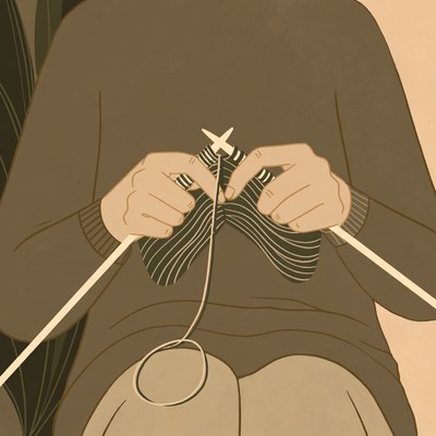 Person knitting with needles