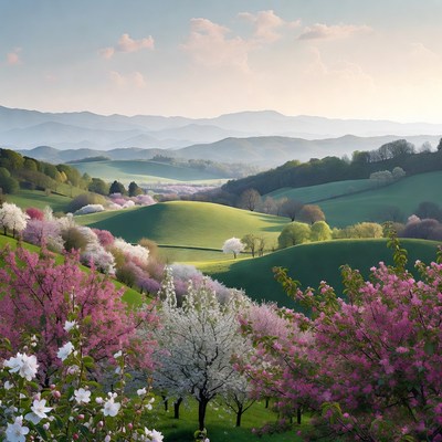 Cherry Blossom Hills Landscape