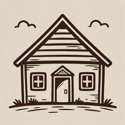 Cartoon house with chimney