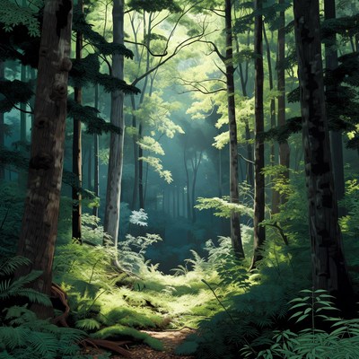 Sunlit Forest Path Illustration