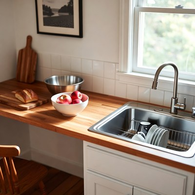 Red Apples in Bowl on Kitchen Counter