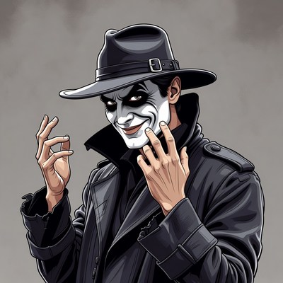 Joker in trench coat with hat