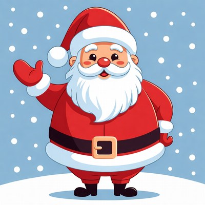 Cartoon Santa Claus waving happily