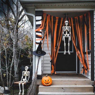 Halloween Skeleton Decor on Porch