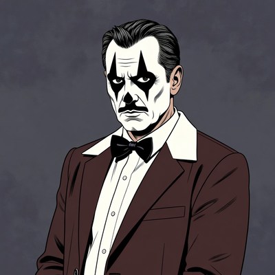 Man with white clown face paint