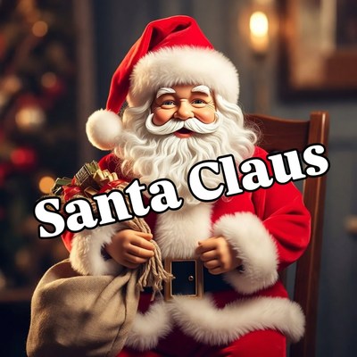 Smiling Santa Claus holding gifts