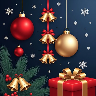 Christmas ornaments bells gift snowflakes