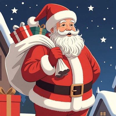 Santa Claus holding gift sack