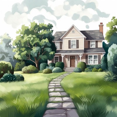 House with pathway and garden