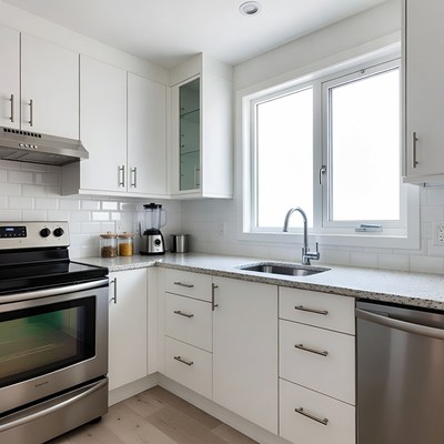 Modern White Kitchen with Appliances