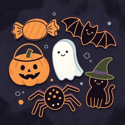 Cute Halloween clipart icons