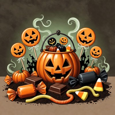Halloween Pumpkin Basket with Candy