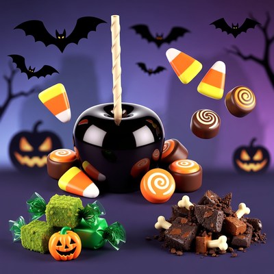 Halloween Candy Apple with Bats