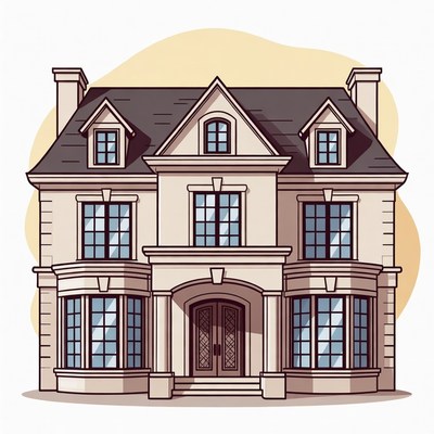 Luxury Mansion House Illustration