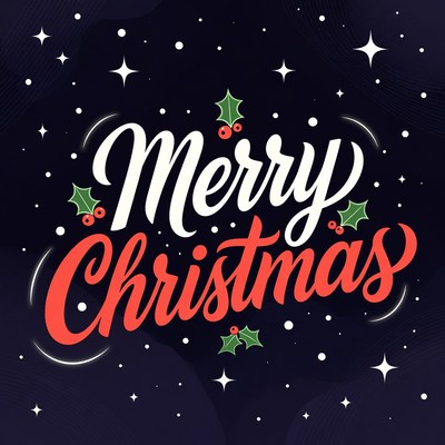 Merry Christmas Illustration with Holly