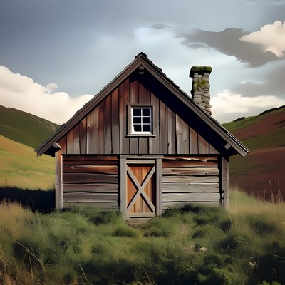 Wooden Cabin in Mountain Valley