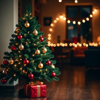 Small Christmas tree with gift