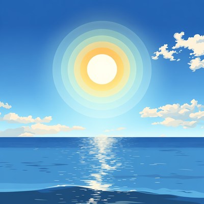 Bright Sun Over Calm Ocean