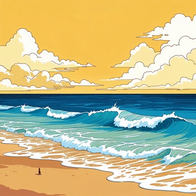 Person on beach at sunset