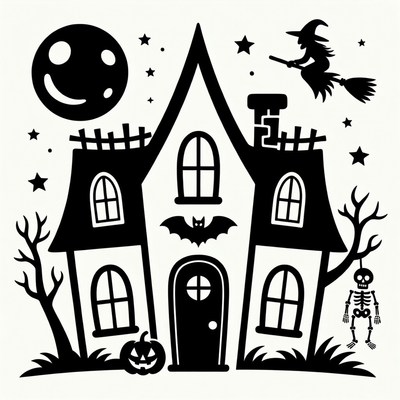 Haunted House Halloween Silhouette