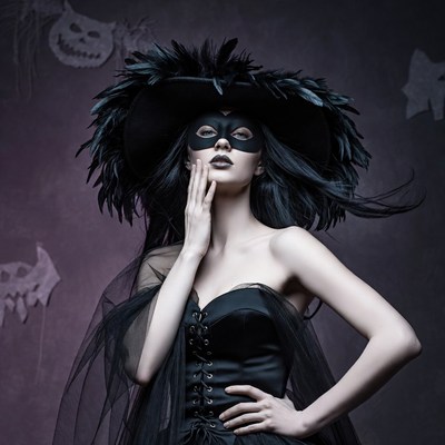 Woman in Black Witch Halloween Costume
