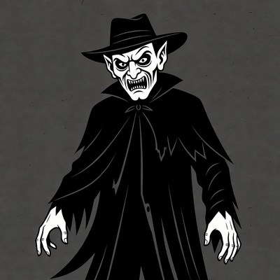 Cartoon Vampire Man with Fedora