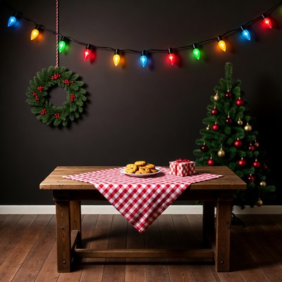 Christmas Cookies on Checkered Table