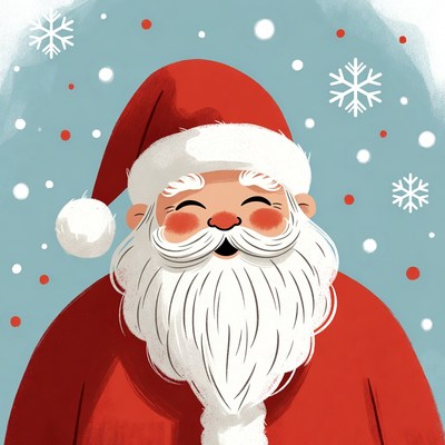 Smiling Santa Claus with Snowflakes