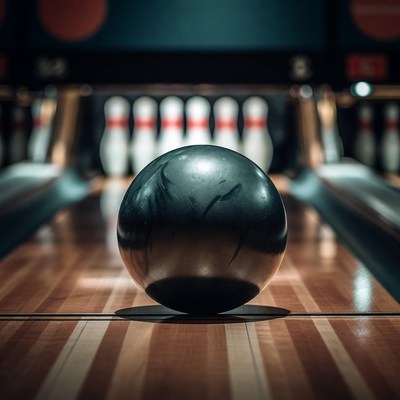 Black Bowling Ball Before Pins
