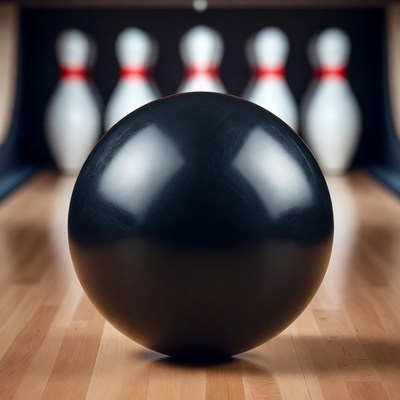 Black Bowling Ball Facing Pins