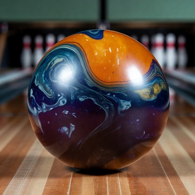 Colorful Bowling Ball on Lane