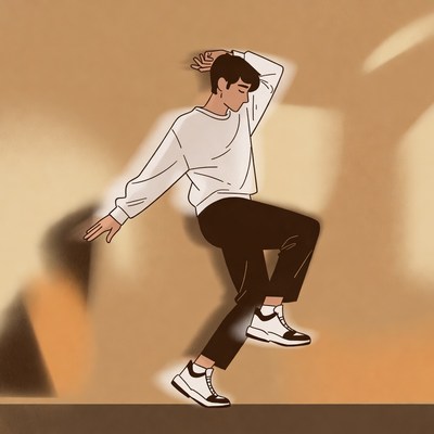 Man dancing in white sweater