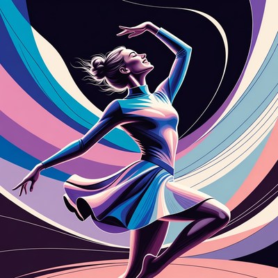 Woman dancing in colorful abstract illustration