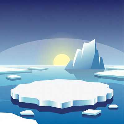 Icebergs in Arctic Sunset