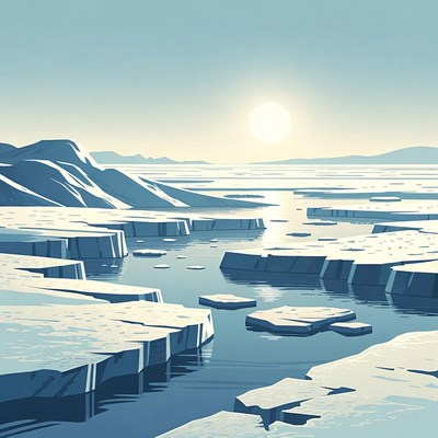 Arctic Iceberg Landscape at Sunset