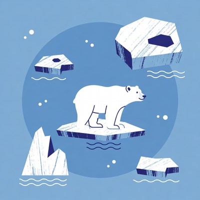 Polar Bear on Iceberg Illustration