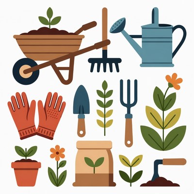 Gardening Tools Clipart Illustration