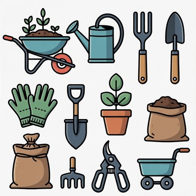 Gardening Tools Clipart Set