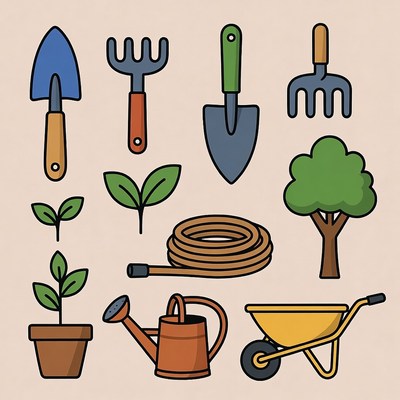 Gardening Tools Clipart Illustration