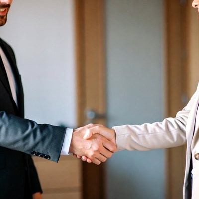 Man and woman shaking hands