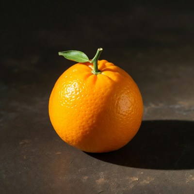 Fresh orange with green leaf