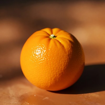 Fresh orange on wooden surface
