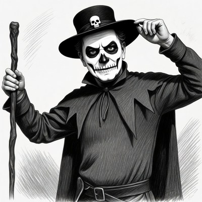 Skeleton cowboy tipping hat