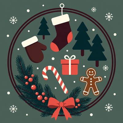 Christmas Wreath with Gingerbread Man