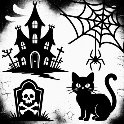 Halloween Haunted House Silhouette